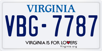 VA license plate VBG7787