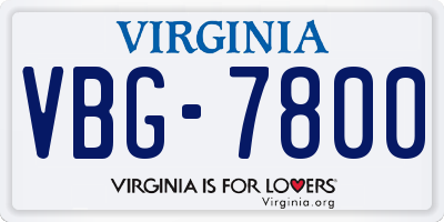 VA license plate VBG7800