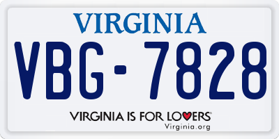 VA license plate VBG7828