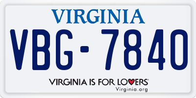 VA license plate VBG7840