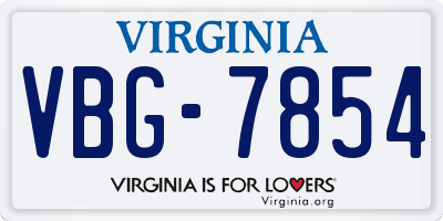 VA license plate VBG7854