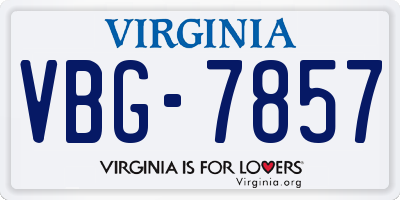 VA license plate VBG7857