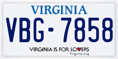 VA license plate VBG7858