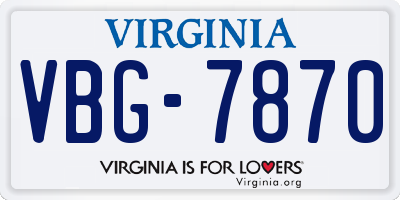 VA license plate VBG7870