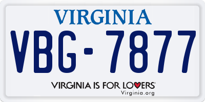 VA license plate VBG7877