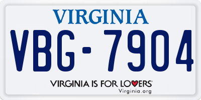 VA license plate VBG7904
