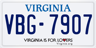VA license plate VBG7907