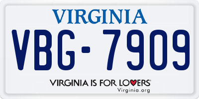 VA license plate VBG7909
