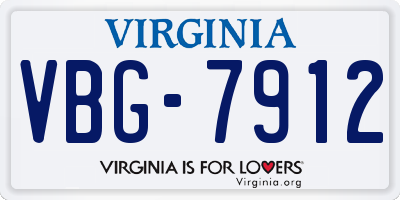 VA license plate VBG7912
