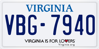 VA license plate VBG7940