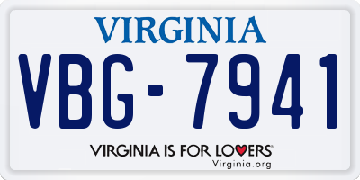 VA license plate VBG7941
