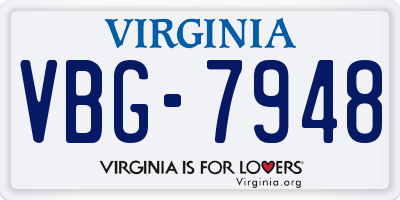 VA license plate VBG7948