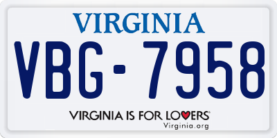 VA license plate VBG7958