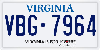 VA license plate VBG7964