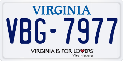 VA license plate VBG7977