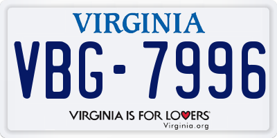 VA license plate VBG7996