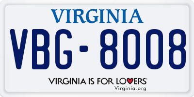 VA license plate VBG8008