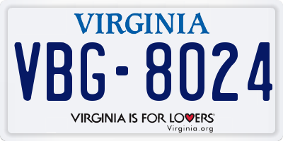 VA license plate VBG8024