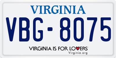VA license plate VBG8075