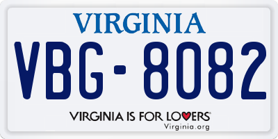 VA license plate VBG8082