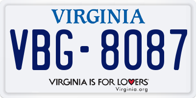 VA license plate VBG8087