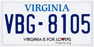 VA license plate VBG8105