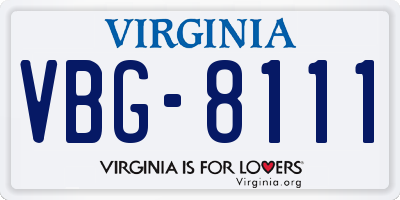 VA license plate VBG8111