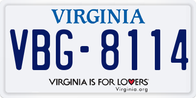 VA license plate VBG8114