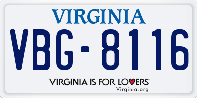 VA license plate VBG8116