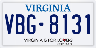 VA license plate VBG8131