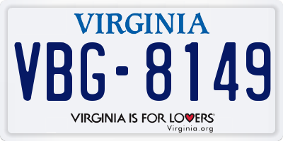 VA license plate VBG8149