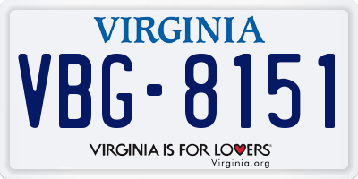 VA license plate VBG8151
