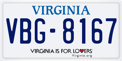 VA license plate VBG8167