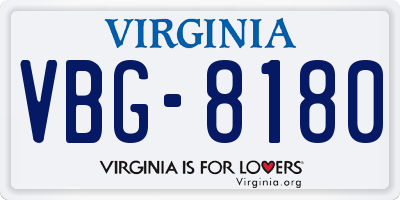 VA license plate VBG8180