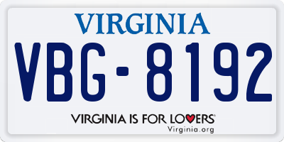 VA license plate VBG8192