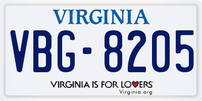 VA license plate VBG8205