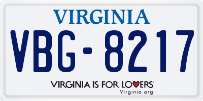 VA license plate VBG8217