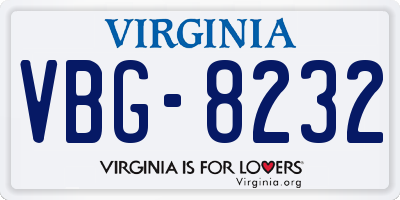 VA license plate VBG8232