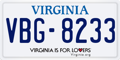VA license plate VBG8233