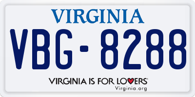 VA license plate VBG8288
