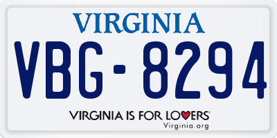 VA license plate VBG8294