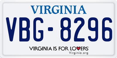 VA license plate VBG8296