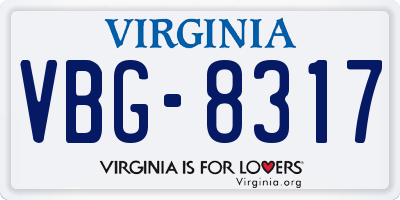 VA license plate VBG8317