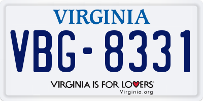 VA license plate VBG8331