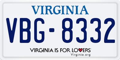 VA license plate VBG8332
