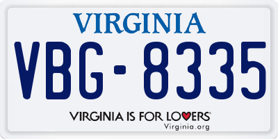 VA license plate VBG8335