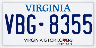 VA license plate VBG8355
