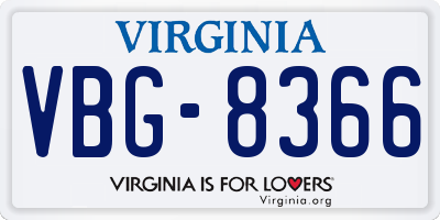 VA license plate VBG8366