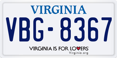 VA license plate VBG8367