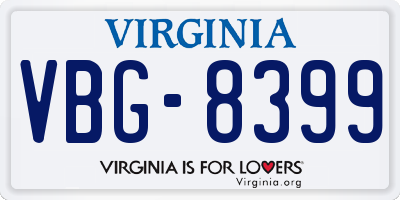 VA license plate VBG8399